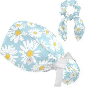 OEM de alta calidad con estampado floral personalizado gorra unisex con cordón a granel cantidad al por mayor precio médico profesional gorras de fregado - Product Image 1