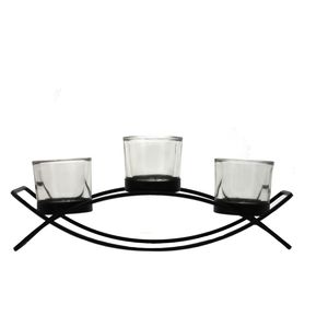 Nuevo soporte de vela votiva de 3 cristales curvo de Metal negro de lujo hecho a mano para decoración de boda y Navidad de Hotel en casa - Product Image 6
