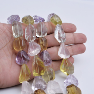 พลอยธรรมชาติผสมหลายชนิด ทรงเหลี่ยม 4 เส้น สำหรับทำเครื่องประดับชั้นดี - Product Image 3