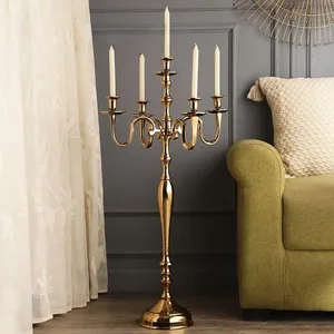 Bougeoir conique doré de luxe haut en laiton métal pièce maîtresse de mariage moule à bougie recto verso pour la décoration intérieure de noël - Product Image 2