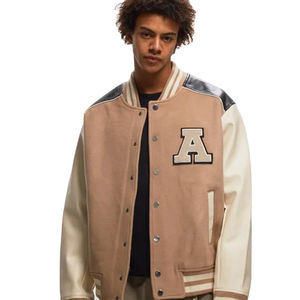 Fabricant OEM Veste universitaire de haute qualité pour hommes, manches en cuir brodé de chenille, veste universitaire Letterman de baseball personnalisée - Product Image 1