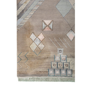 Tapis géométrique noué à la main en laine et soie de bambou Manchaha, gris et noir, épaisseur 10 mm, pour salon, couloir, rectangulaire - LES-1457 - Product Image 4