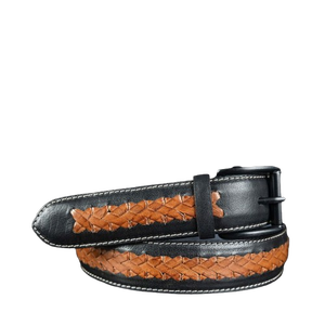 Ceinture en cuir véritable pour homme, faite à la main, tressée, élégante, couleur camel, haute qualité, pour occasions formelles, vente en gros 2026, logo personnalisé OEM - Product Image 4