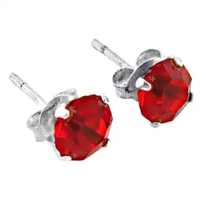 Boucles d'oreilles pendantes en rubis rouge vintage pour femmes - Argent 925 plaqué or, bijoux en diamant - Product Image 3