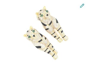 Luxurious <b>Tiger</b> Shape Diamond Earring with Black Enamel for Girls Party and Daily Life Use Earring for Export Fashion Jewelry - Product Image 5