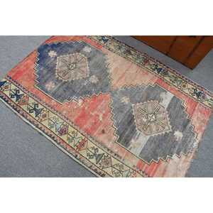 4.1x5.6 ft Rug, Vintage Turkish Rug, <b>Red</b> Floral <b>Wool</b> Rug - Product Image 4
