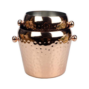 Venta superior Cobre Acabado Acero inoxidable Cubo de hielo Fabricante Personalizado Diseño elegante Champán Metal Cubo de hielo Exportador - Product Image 2