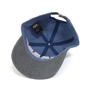 Casquette de baseball en denim bicolore personnalisée en gros, 6 panneaux, impression, broderie 3D, réglable, vintage, mode, usage quotidien, marque de produits dérivés - Product Image 3