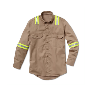FR Clothing Flame Resistant <b>Shirt</b> <b>Men</b> Custom Color With Yellow <b>Silver</b> Safety Tape Sale Bulk Made Pakistan - Product Image 1