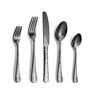 Cubiertos de acero con espejo, juego de cucharas de postre, cubiertos, cubiertos, comer arroz, sopa, postre, cuchara negra mate - Product Image 3