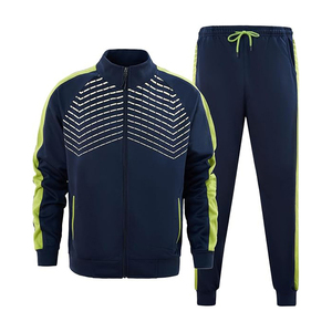 Conjunto deportivo para hombre, poliéster, cierre de cremallera, transpirable, ligero, para gimnasio, jogging, informal, chaqueta deportiva - Product Image 1