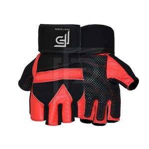 Black & Red Fingerless Fitness Workout <b>Gloves</b> for Weight <b>Lifting</b> Gym Equipment Manufactured in Pakistan for Sports - Product Image 4