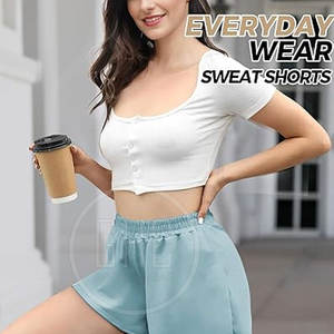 <b>Loose</b> Plain Casual Wear <b>Women's</b> Sweat <b>Shorts</b> Made In Pakistan Best Quality Sweat <b>Shorts</b> For Adults - Product Image 5