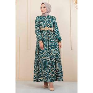 Robe Hijab Ceinturée en Paille Motif Zèbre - Product Image 2