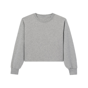 Eco-Friendly Embroidered Women's Fleece Crew Neck Sweatshirt Breathable Polyester/Cotton 340g Winter Full Sleeve Solid Front - Product Image 1