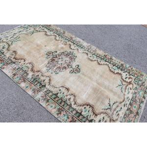 พรมวินเทจขนาด 4.6x8 ฟุต สีเขียวลายพราง พรมตุรกีทำจากขนสัตว์ - Product Image 3