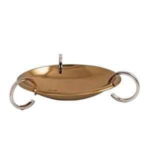 Plateau de présentation de service de nourriture en métal décoratif de table de conception moderne de forme ronde pour l'hôtel et le restaurant à la maison - Product Image 1