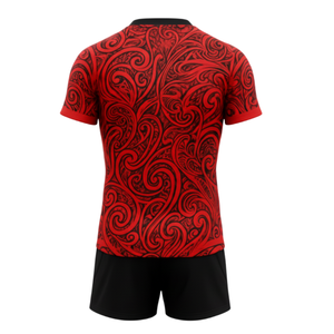 Maillot de rugby rouge personnalisé avec motif noir unique - Uniforme d'équipe de performance - Tenue de sport - Product Image 3
