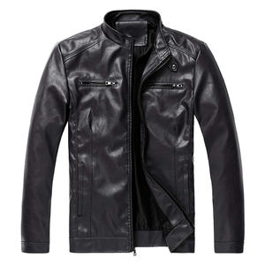 Veste de motard en cuir véritable avec fermeture à glissière pour hommes, veste d'équipement de moto avec coussinets et armure pour la conduite à vélo - Product Image 1