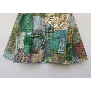Handmade Vintage Women's Quilted <b>Green</b> <b>Silk</b> Patchwork Jacket Breathable Finished Winter Comfortable Durable Unique Pattern - Product Image 5