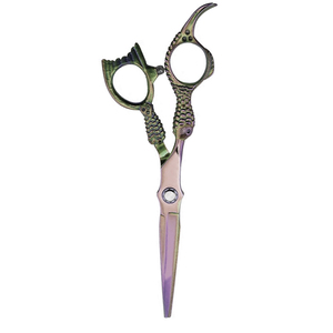 Tijeras de salón de belleza con mango elegante, tijeras de corte de pelo de peluquero de acero inoxidable alemán recubiertas de Color con reposapiés fijo - Product Image 5