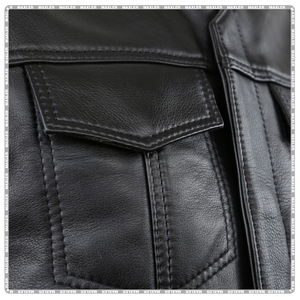 Chaleco de Cuero Profesional para Motocicleta, Chaleco de Cuero Vacuno Negro Perforado con Logotipo Personalizado, Ropa Exterior Informal de Invierno - Product Image 6