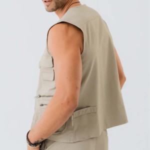 Marca al por mayor transpirable Color sólido ropa Casual hombres Jeans chaleco Streetwear nueva moda cómodo hombre Jeans chaleco para niños - Product Image 4