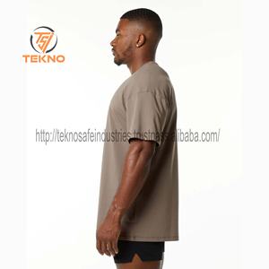 Camiseta de gran tamaño 100% algodón para hombre, logotipo personalizado de alta calidad, estampado de longitud larga, logotipo personalizado, ropa de calle de moda - Product Image 2