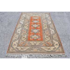 Turkish Vintage Area Rug 5.1x7.7 ft, <b>Brown</b> <b>Wool</b> Rug - Product Image 1