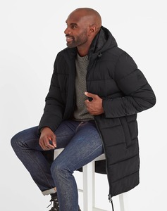 Chaqueta de invierno de Color negro con protección contra la lluvia ligera de Material de algodón 100%, chaqueta acolchada larga con dos cremalleras para hombre - Product Image 4