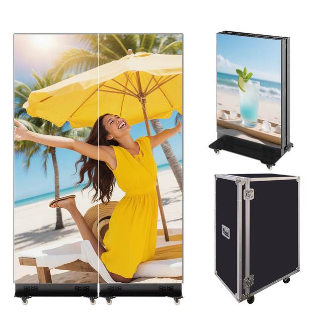 YINGLUX 80 Inch P1.86 GOB Foldable LED Poster Display - Seamless Splicing Digital Signage with Flight Case for Commercial Events