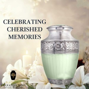 โกศบรรจุอัฐิ 10 นิ้ว อลูมิเนียม สไตล์ยุโรปอเมริกัน ความจุ 220 คิวบิกอินช์ สีเขียวเงิน เป็นมิตรกับสิ่งแวดล้อม - Product Image 6