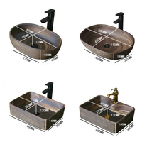 Lavabo en céramique moderne rétro à poser sur comptoir, lavabo artistique pour projets hôteliers de luxe et villas, vente en gros