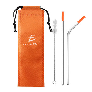 Cannucce Riutilizzabili Ecologiche in Acciaio Inossidabile da 21 cm con Spazzola per la Pulizia, Set 1 Spazzola e 2 Cannucce - Product Image 1