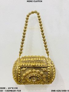 Sac à main de luxe pour femme, fabriqué à la main, avec pierres de cristal et métal, pour les événements prestigieux, les soirées de mode, les mariages - Product Image 2