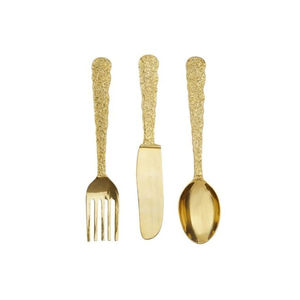 Venta al por mayor de calidad superlativa Eventos DE BODA Cuchara Tenedor y cuchillo Chapado en plata y mango de ramita de oro Cubiertos Cutely Set - Product Image 2