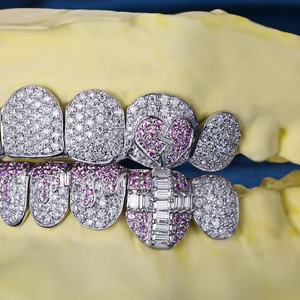 Joyería Corporal Personalizada de Plata de Ley 925, Grillz para Dientes Estilo Hip Hop, Moissanita de Corte Brillante, Chapado en Rodio, Joyería Fina para Hombre - Product Image 2