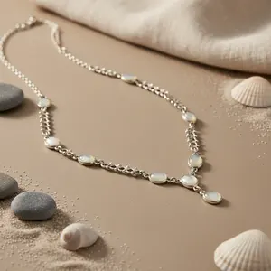 Collier pendentif en argent 925 avec nacre pour cadeau femme # # # #   Colliers de perles - Product Image 2