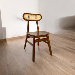 Chaise de salle à manger en bois au design incurvé Kacangan pour la maison et le bureau, pour la salle à manger, avec des éléments en rotin naturel - Product Image 5