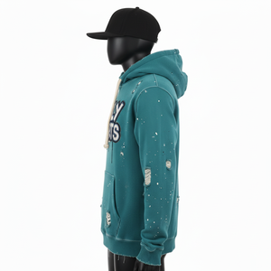 Sudadera con Capucha Premium para Hombre, 330GSM, Algodón Suave, Estilo Desgastado, Bordado Chenille, Logotipo Personalizado, Básica - Product Image 3