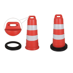 1100mm Traffic Safety Crash Barrel PE Barrières routières en plastique réfléchissant avec base en caoutchouc - Product Image 2
