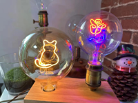 Ampoule LED E40 Base A68 Type Edison Cœur Amour Arc-en-ciel Alimentée par Courant Alternatif et Batterie Rechargeable Sans Fil USB Ampoule RGB