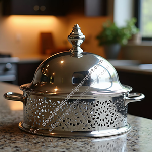Casserole ronde moderne noire avec couvercle en métal martelé Batterie de cuisine élégante pour la décoration de la cuisine Chauffe-plats - Product Image 4