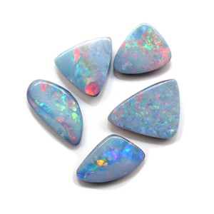 Natural Australian <b>Fire</b> Opal Doublet Cabochon Smooth Black Silver and White Bead for Jewelry Making Gemstone - Product Image 4