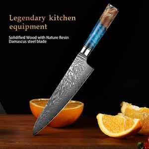 Vente en gros Personnalisé Premium Qualité OEM ODM Service Couteau de Chef Lame Damas Couteau de Cuisine Acier Inoxydable Manche en Résine Bleu - Product Image 2