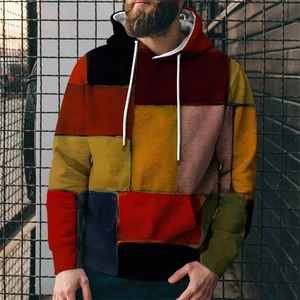 Nouveau Designer hommes surdimensionné polaire sweats à capuche drôle impression à carreaux personnalisée 3D couture Street Style pulls en gros - Product Image 4