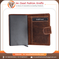 Dompet Kulit Pria dengan Kantong Koin Ber-resleting dan Tempat Kartu, Dompet Lipat Kompak untuk Uang Tunai, Kartu, KTP, Perjalanan dan Penggunaan Sehari-hari, Warna Cokelat