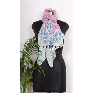Digital Print Cotton Scarf Summer Pareo Sarong Stylish Floral Printed Beach Daily Wear Long Length Soft Satin Fabric Solid Color - Product Image 3
