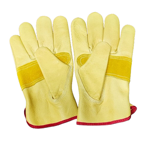 Gants de conducteur en cuir de vache fendu au meilleur prix gants de sécurité de protection à la main de travail gants de paume de couleur beige résistants au feu - Product Image 4