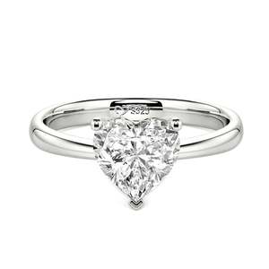 Jeulia Heart Cut <b>Solitaire</b> Sterling <b>Silver</b> Fashion Engagement <b>Ring</b> - Product Image 1